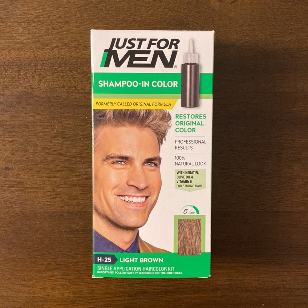 Just For Men Shampoo-In Color H-25 Light Brown 100% Natural Look 5 Minutes